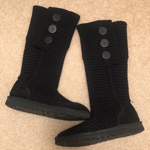 UGG Classic Cardy black knit boot